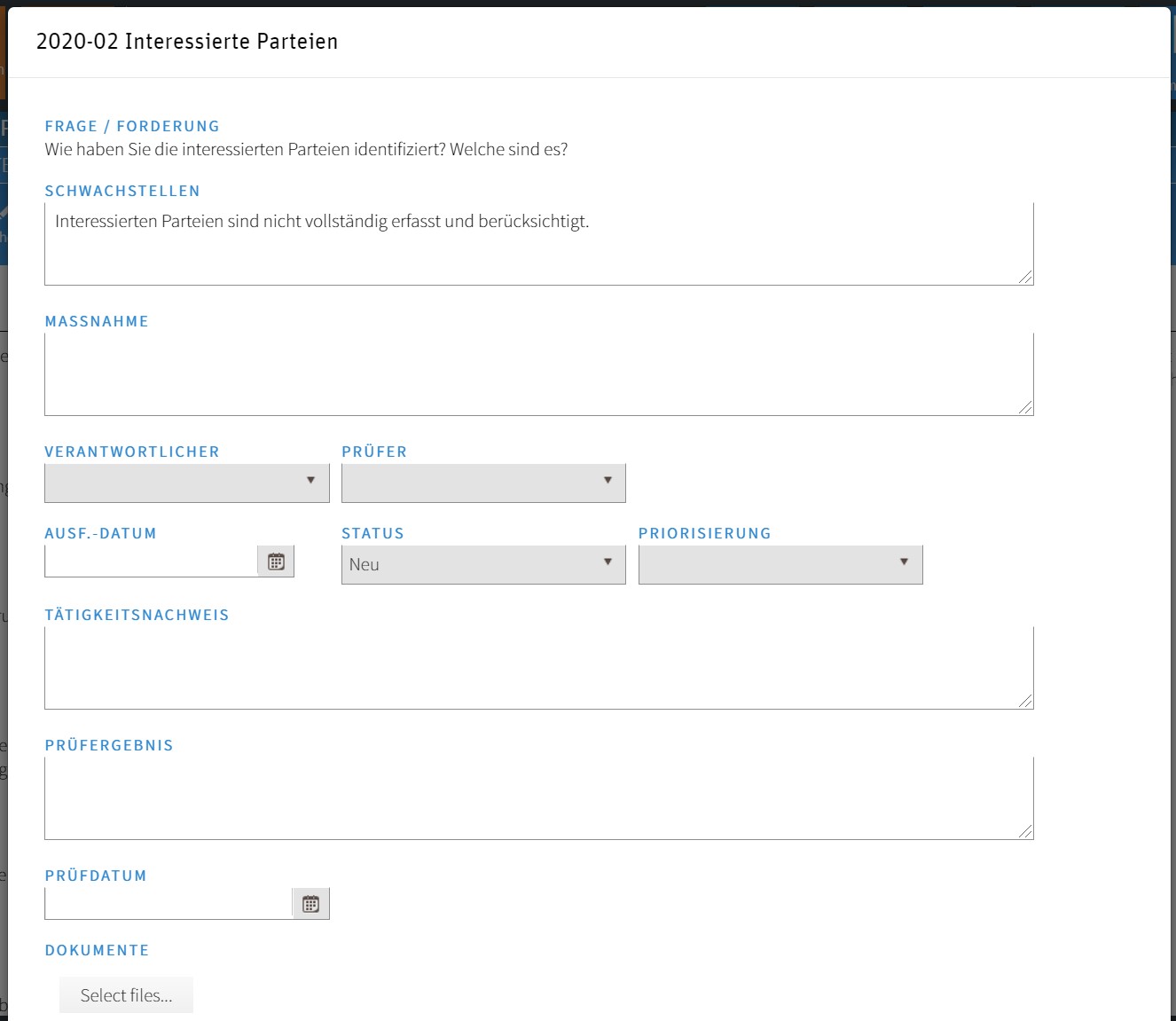 Audit Software Massnahmenmanagement