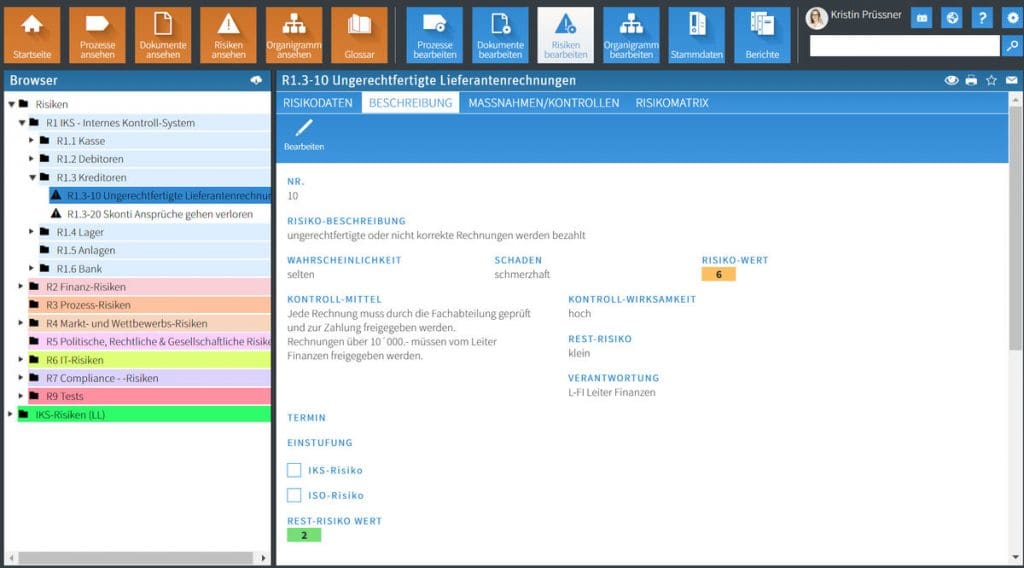 Qualitaetsmanagement Software Risikobeschreibung